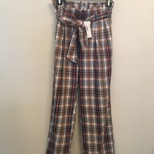 Jcrew tie waist pant in vintage plaid